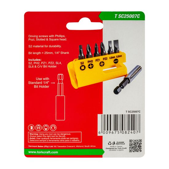 S/d Insert Bit Set 25mm 7pce